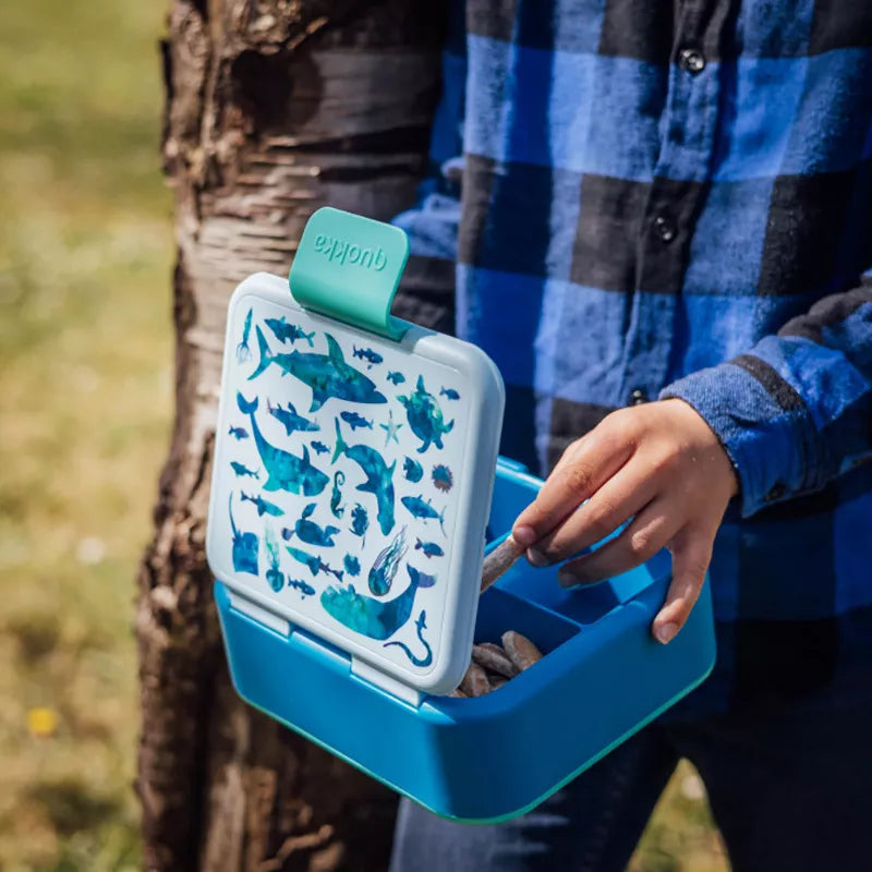 Quokka Twist Kids - Plastikinis indelis maistui su dvigubomis sienelėmis / pietų dėžutė (Jūrų gyvūnai)