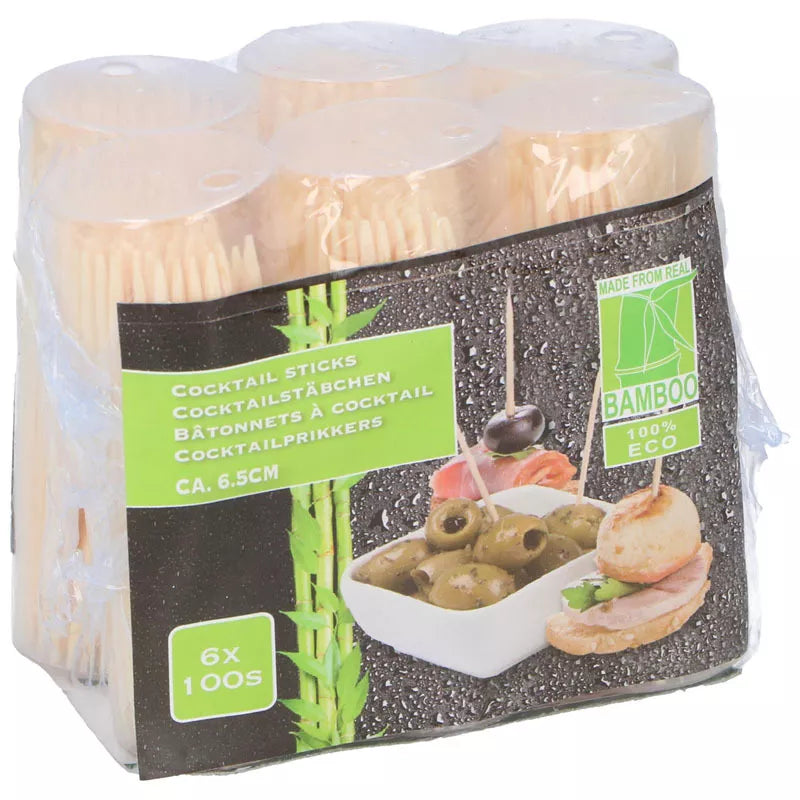 Dantų krapštukai 6x100 vnt., natūralus bambukas