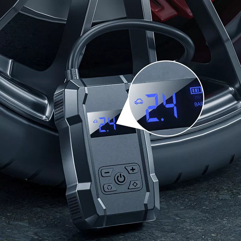 WEKOME Pi801 - Nešiojamas elektrinis automobilinis kompresorius + 2000 mAh maitinimo bankas (juodas)