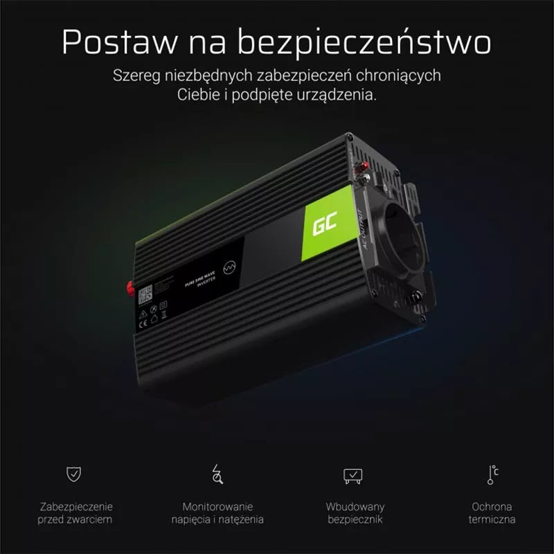 Green Cell įtampos keitiklis / inverteris su UPS funkcija (12 V → 230 V, gryna sinusoide, 300 W / 600 W)