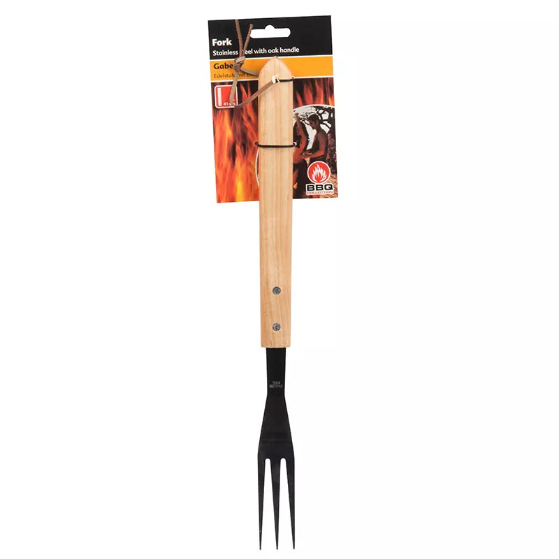 BBQ - kepimui ant grotelių reikalinga 41 cm ilgio šakutė su medine rankena