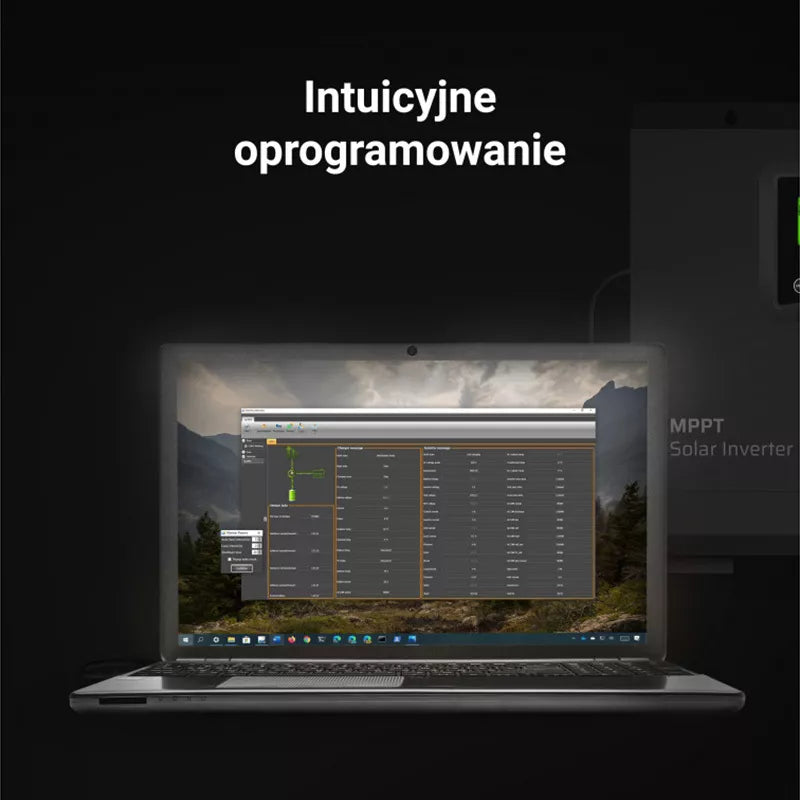 "Green Cell" - Saulės inverteris Inverteris Off Grid su saulės įkrovikliu MPPT 48VDC 230VAC 3000VA/3000W Gryna sinusoidė