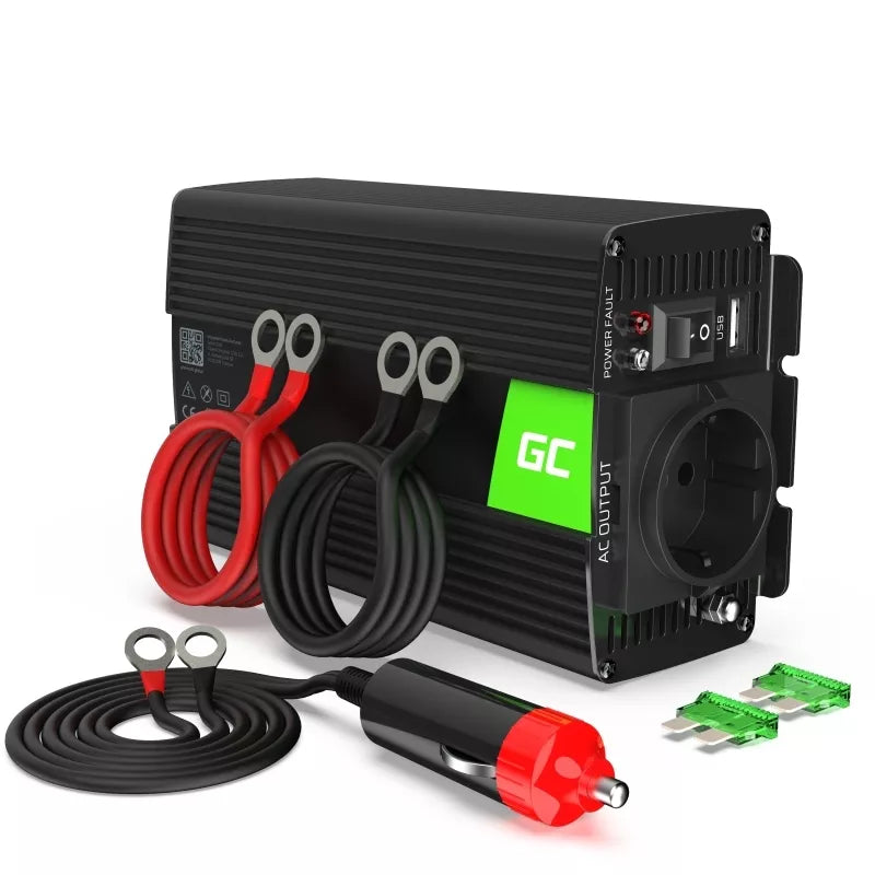 "Green Cell" - Įtampos keitiklis inverteris iš 12V į 230V 500W / 1000W Modifikuota sinusinė banga