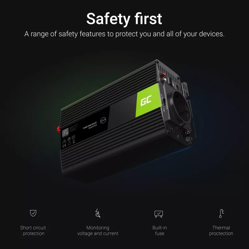 "Green Cell" - Įtampos keitiklis inverteris iš 12V į 230V 500W / 1000W Modifikuota sinusinė banga