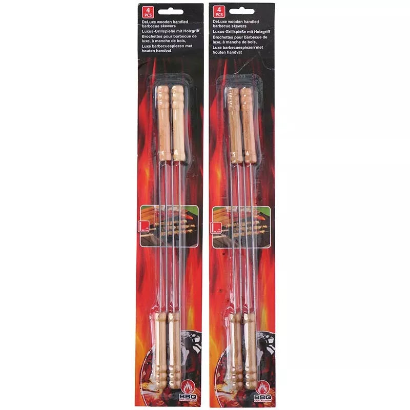 BBQ - iešmai iešmams su medine rankena, 38 cm ilgio (4 vnt.)