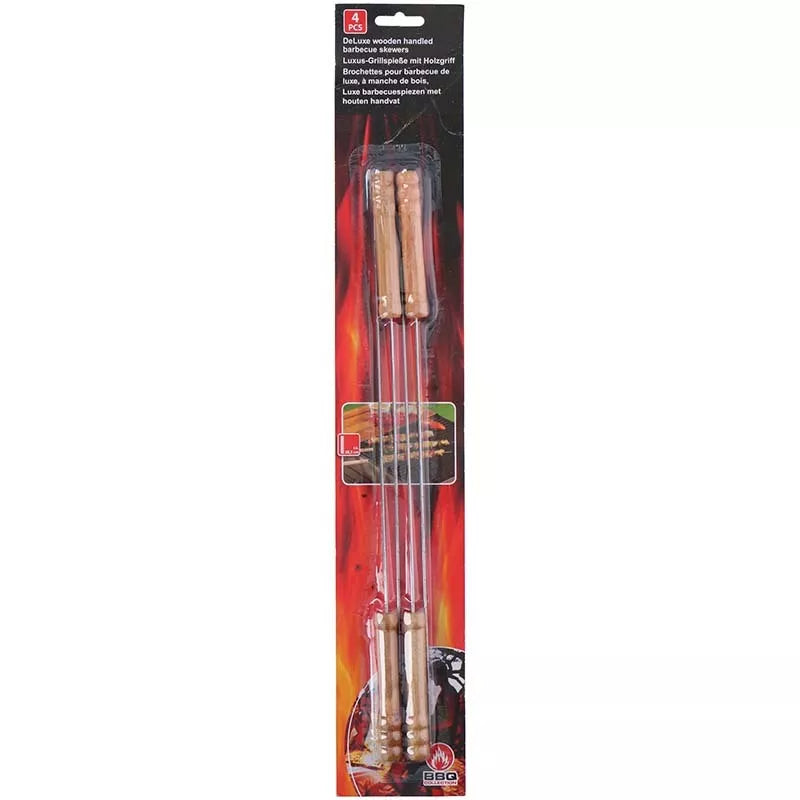 BBQ - iešmai iešmams su medine rankena, 38 cm ilgio (4 vnt.)
