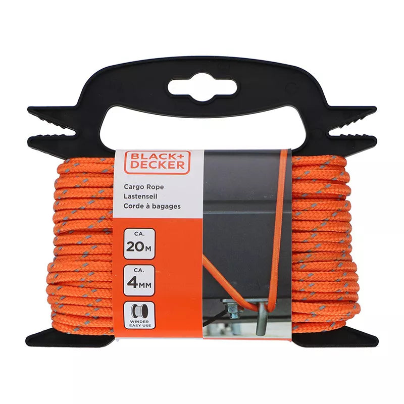 "Black&amp;Decker" - Transportavimo virvė su šviesą atspindinčiais elementais ir vyniotuvu 4 mm / 20 m