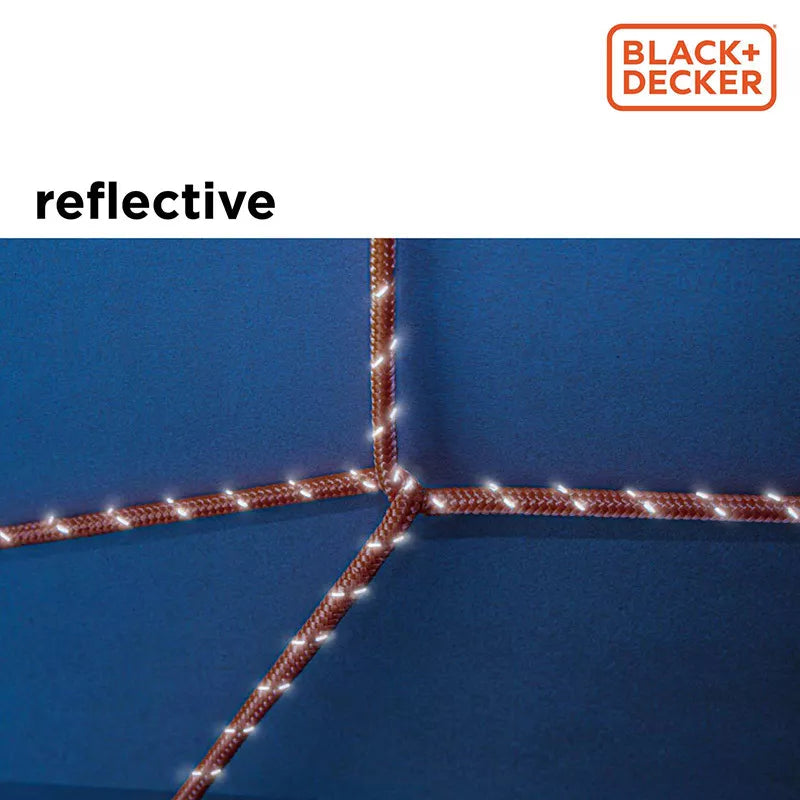 "Black&amp;Decker" - Transportavimo virvė su šviesą atspindinčiais elementais ir vyniotuvu 4 mm / 20 m