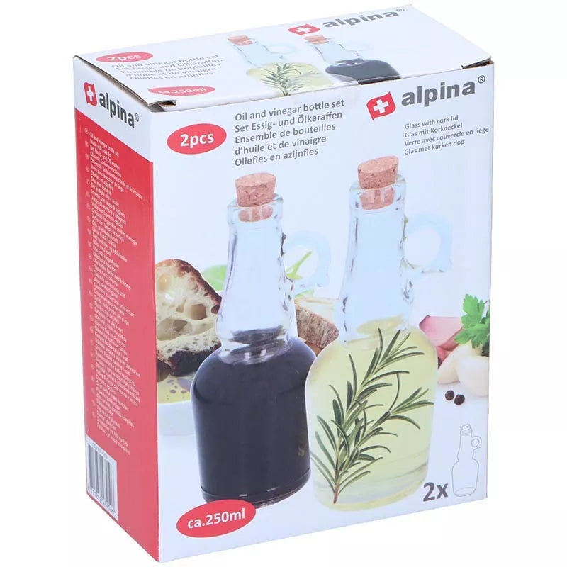 Alpina - Stiklinis butelis su kamšteliu aliejui ir actui 250ml 2 vnt.