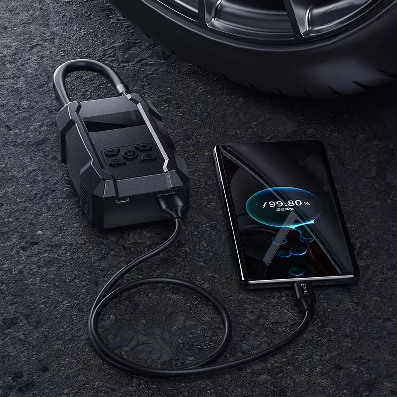 WEKOME Pi801 - Nešiojamas elektrinis automobilinis siurblys + 2000 mAh maitinimo bankas (juodas)
