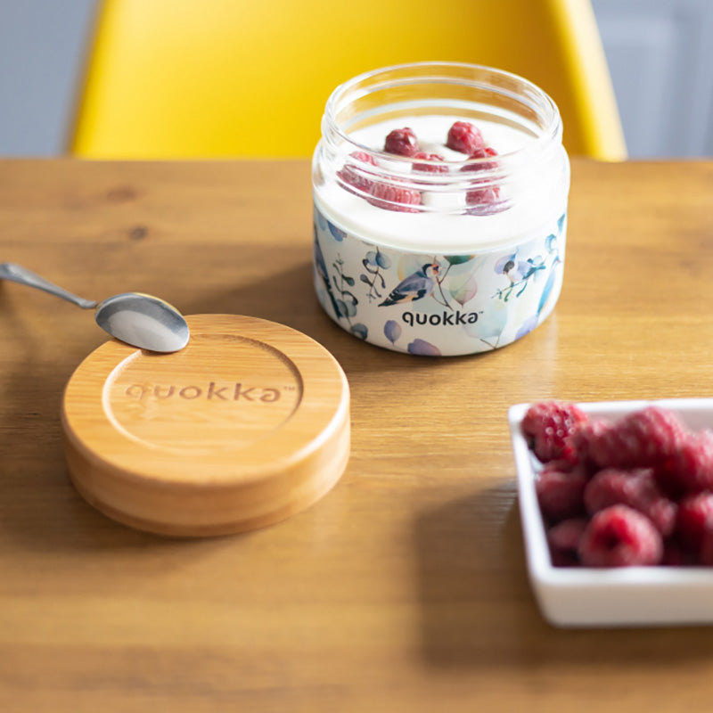 "Quokka Deli Food Jar" - stiklinis maisto indas / pietų dėžutė 500 ml (Blue Nature)