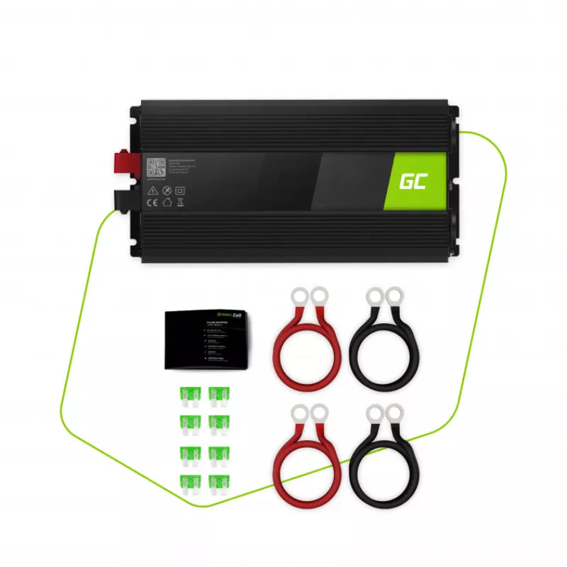 Green Cell - Įtampos keitiklis Green Cell® 12V į 230V 2000W / 4000W inverteris Gryna sinusoidė