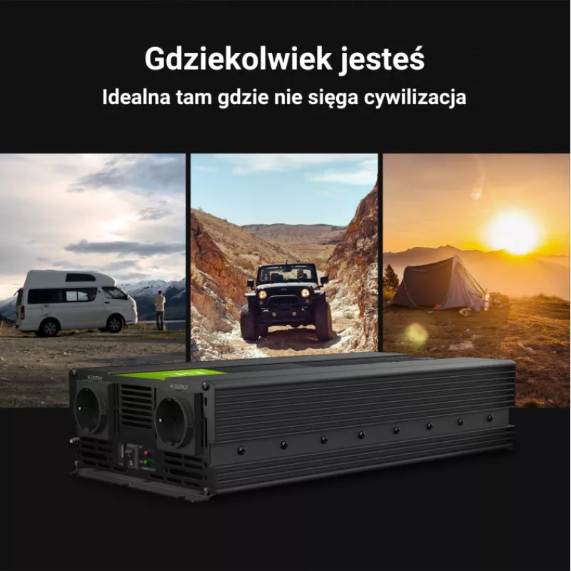 Green Cell - Įtampos keitiklis Green Cell® 12V į 230V 2000W / 4000W inverteris Gryna sinusoidė