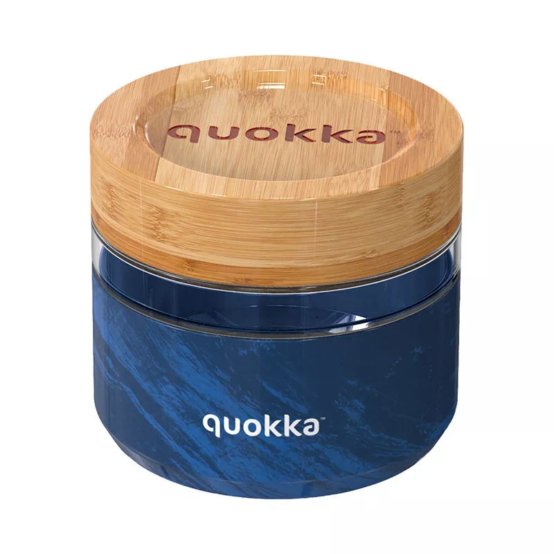 "Quokka Deli Food Jar" - stiklinis maisto indas / pietų dėžutė 500 ml (medžio tekstūra)
