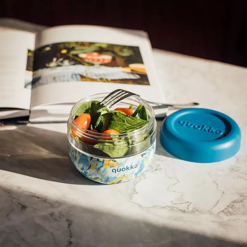 "Quokka Bubble Food Jar" - plastikinis maisto indelis / pietų dėžutė 500 ml (Mėlyni bijūnai)