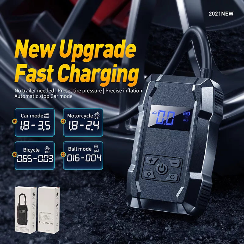 WEKOME Pi801 - Nešiojamas elektrinis automobilinis siurblys + 2000 mAh maitinimo bankas (juodas)
