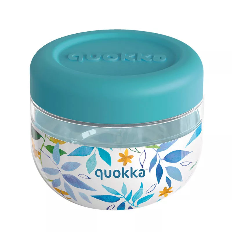 "Quokka Bubble Food Jar" - plastikinis maisto indelis / pietų dėžutė 500 ml (Akvareliniai lapai)