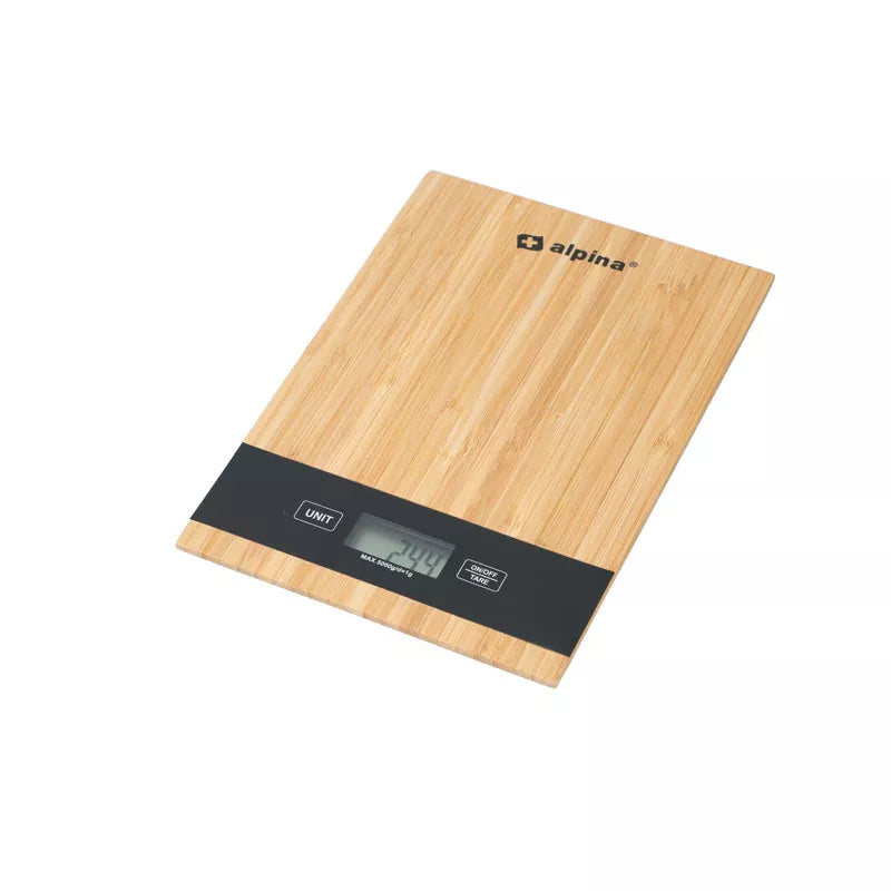 "Alpina" - Skaitmeninės bambukinės virtuvinės svarstyklės 5 kg