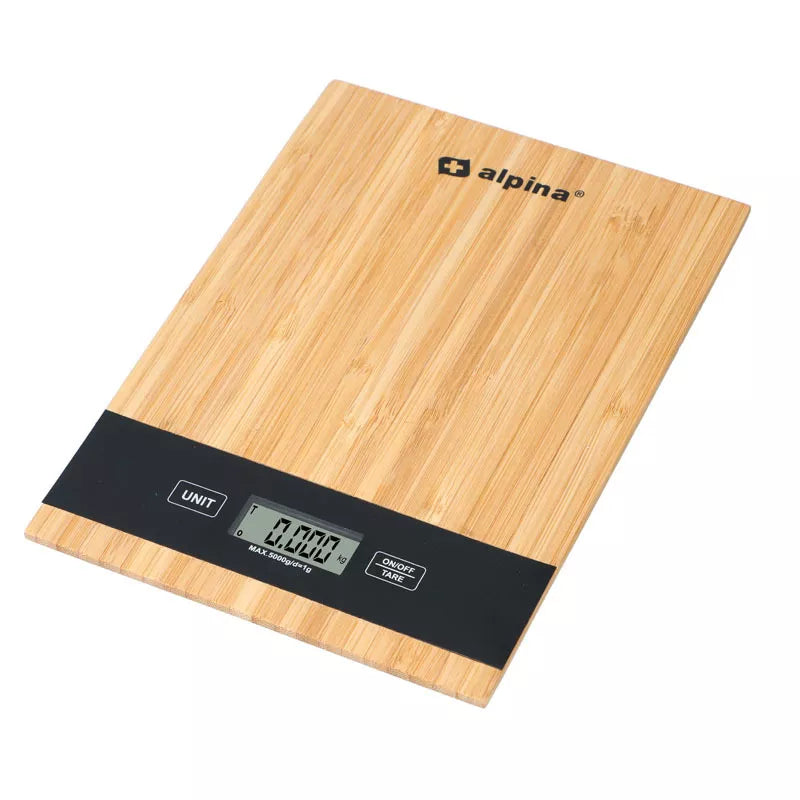 "Alpina" - Skaitmeninės bambukinės virtuvinės svarstyklės 5 kg