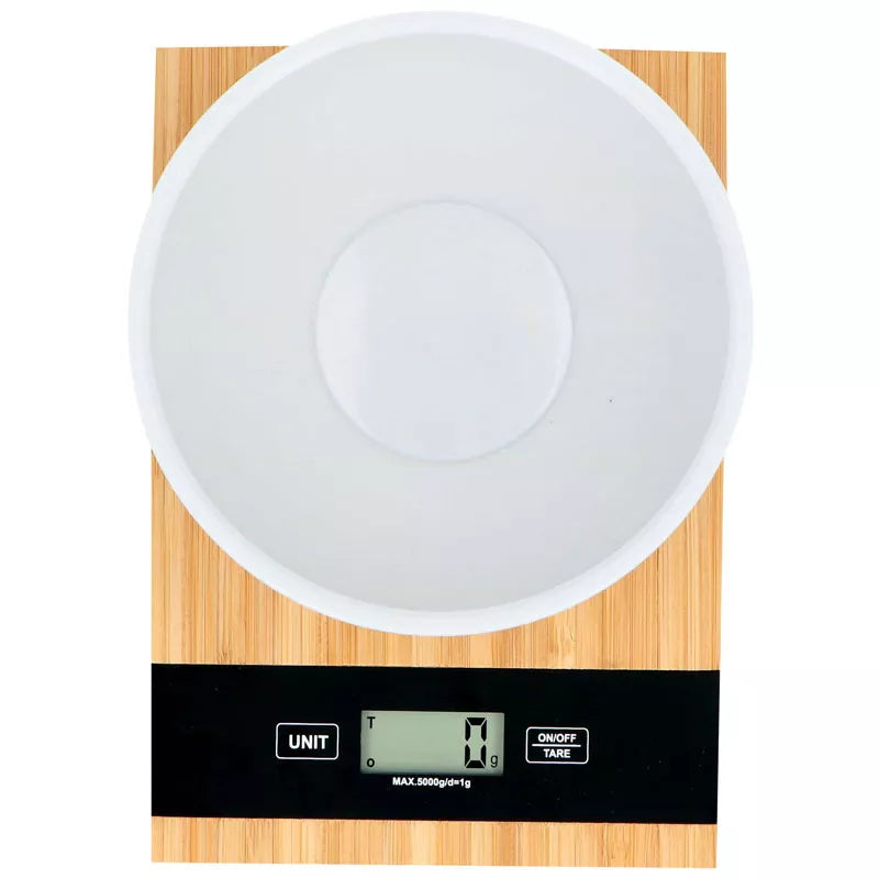 "Alpina" - Skaitmeninės bambukinės virtuvinės svarstyklės 5 kg