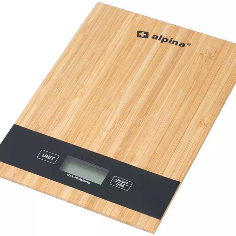 "Alpina" - Skaitmeninės bambukinės virtuvinės svarstyklės 5 kg