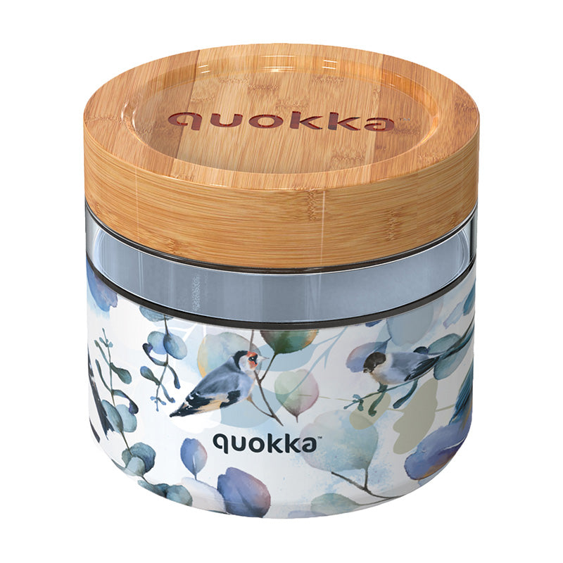 "Quokka Deli Food Jar" - stiklinis maisto indas / pietų dėžutė 820 ml (Blue Nature)