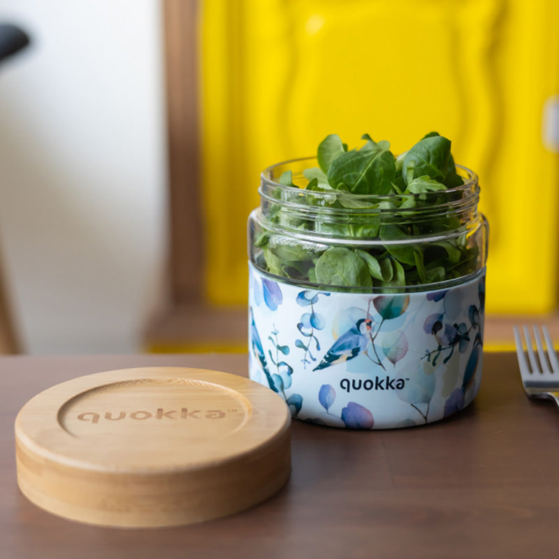 "Quokka Deli Food Jar" - stiklinis maisto indas / pietų dėžutė 820 ml (Blue Nature)