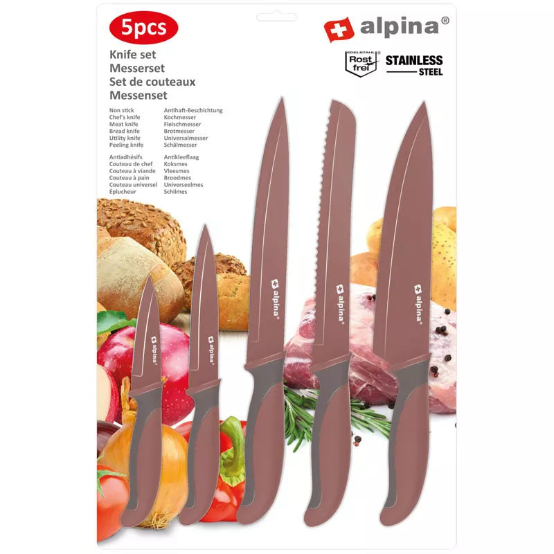 "Alpina" - Nerūdijančio plieno peilių rinkinys (burgundiškas)
