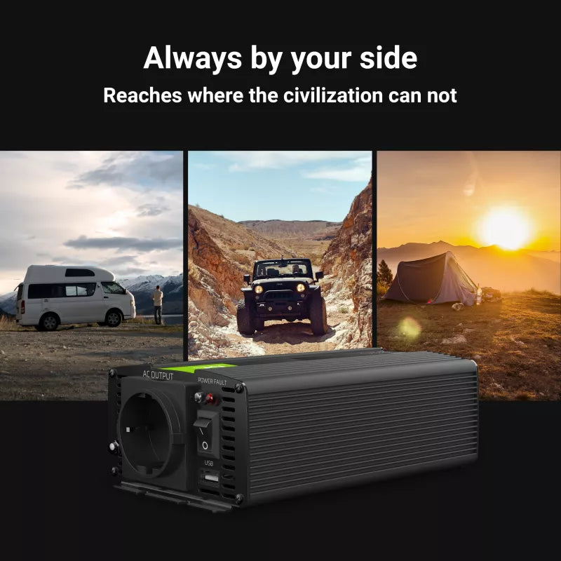 "Green Cell" - Įtampos keitiklis inverteris iš 12V į 230V 1000W/2000W grynos sinusoidės bangos