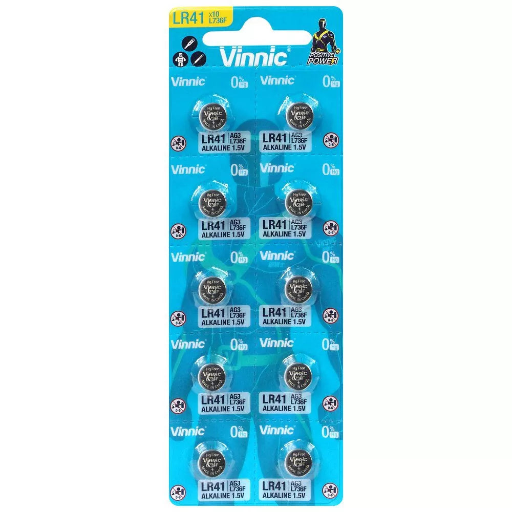 "Vinnic" mygtukinė baterija LR41 LR736 kaina už 10 vnt.