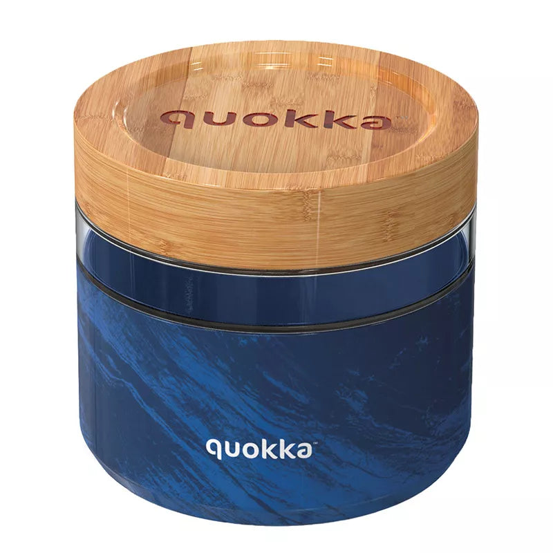 "Quokka Deli Food Jar" - stiklinis maisto indas / pietų dėžutė 820 ml (medžio tekstūra)