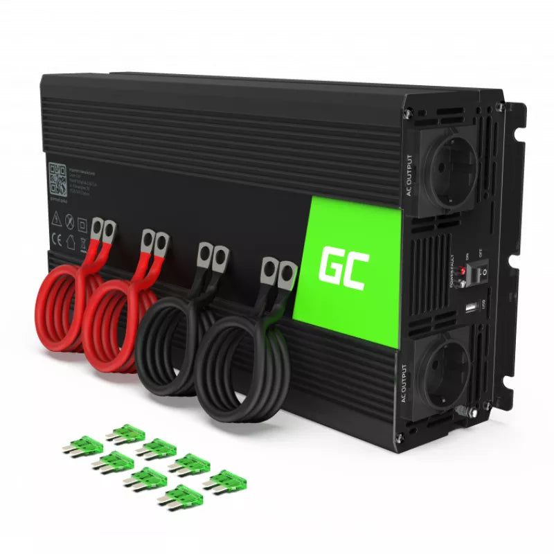 Green Cell - Įtampos keitiklis Green Cell® 12V į 230V 2000W / 4000W inverteris Gryna sinusoidė