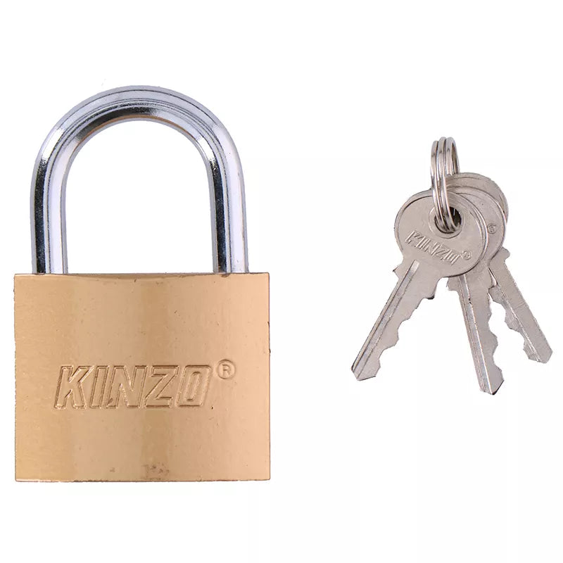 Kinzo - 50 mm žalvarinė pakabinama spyna su trimis raktais