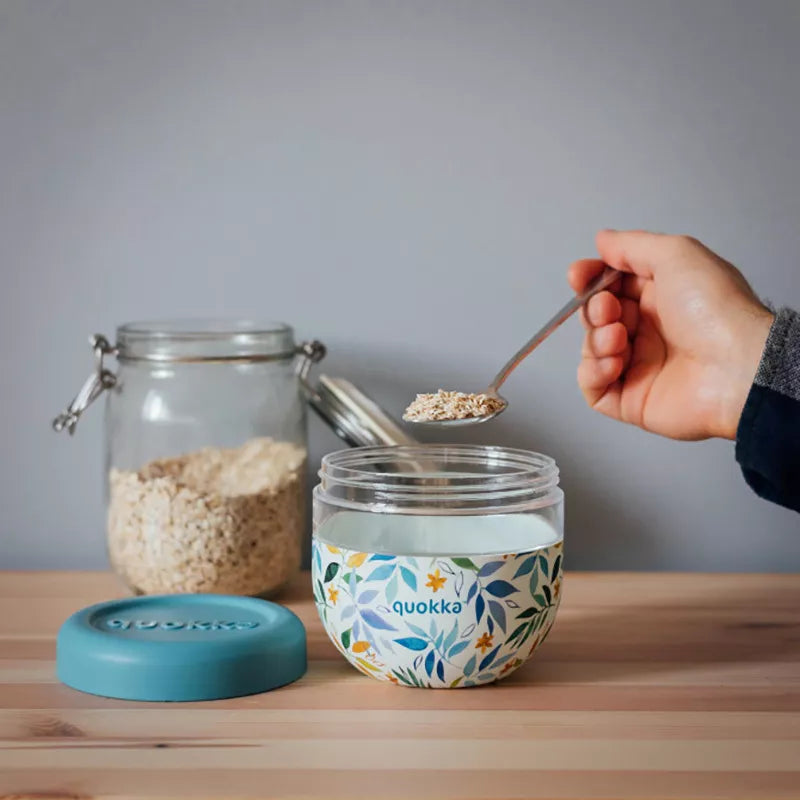 "Quokka Bubble Food Jar" - plastikinis maisto indelis / pietų dėžutė 770 ml (akvarelės lapai)