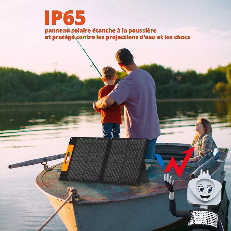 "Wonder Ws60" - 60 W saulės baterija su USB-C PD 30 W ir USB-A QC 18 W išvestimi (juoda)