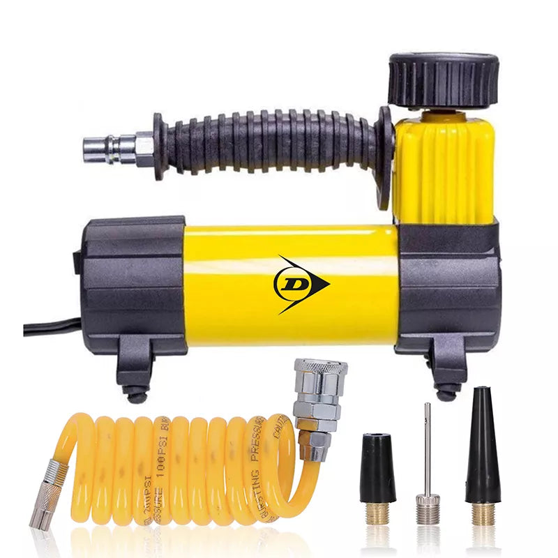 "Dunlop" - 12 V 100 Psi kompresorius, žarnos ir antgalio rinkinys