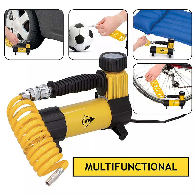 "Dunlop" - 12 V 100 Psi kompresorius, žarnos ir antgalio rinkinys