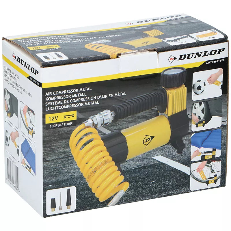 "Dunlop" - 12 V 100 Psi kompresorius, žarnos ir antgalio rinkinys