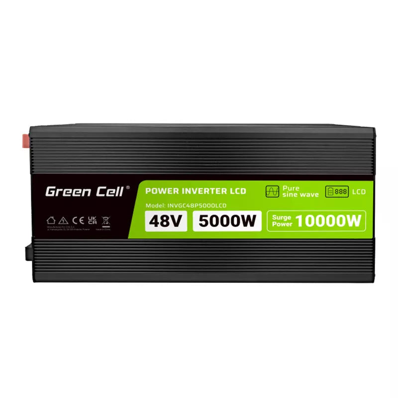 "Green Cell" - "PowerInverter" įtampos keitiklis su LCD ekranu nuo 48V iki 230V 5000W/10000W grynos sinusoidės bangos