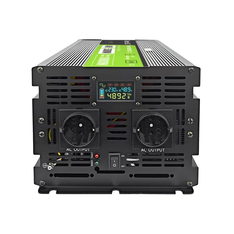 "Green Cell" - "PowerInverter" įtampos keitiklis su LCD ekranu nuo 48V iki 230V 5000W/10000W grynos sinusoidės bangos