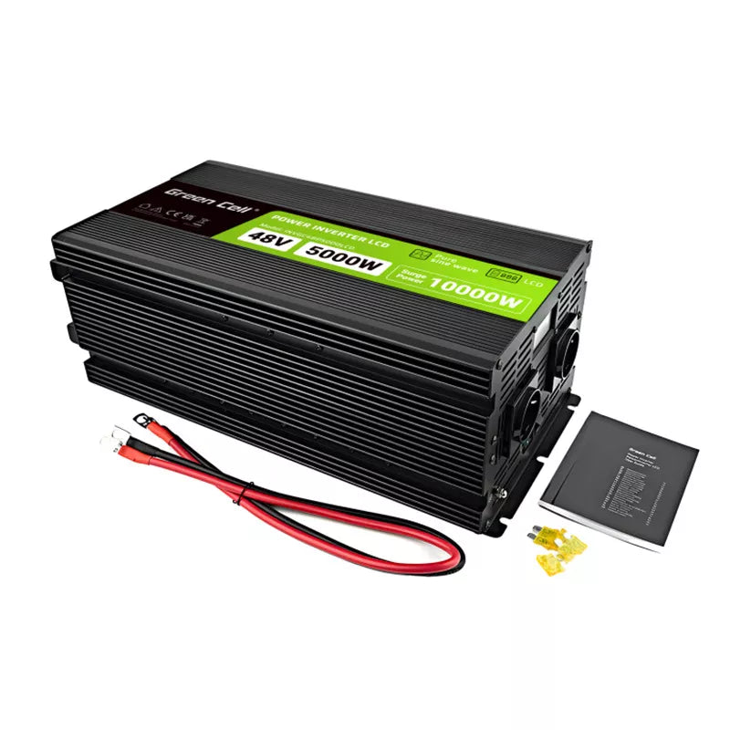 "Green Cell" - "PowerInverter" įtampos keitiklis su LCD ekranu nuo 48V iki 230V 5000W/10000W grynos sinusoidės bangos