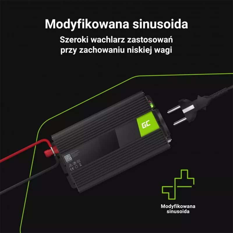 "Green Cell" - Įtampos keitiklis inverteris iš 24V į 230V 1000W / 2000W Modifikuota sinusinė banga
