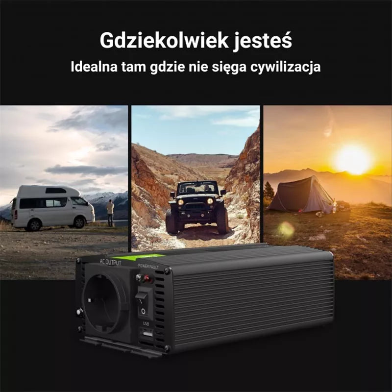"Green Cell" - Įtampos keitiklis inverteris iš 24V į 230V 1000W / 2000W Modifikuota sinusinė banga