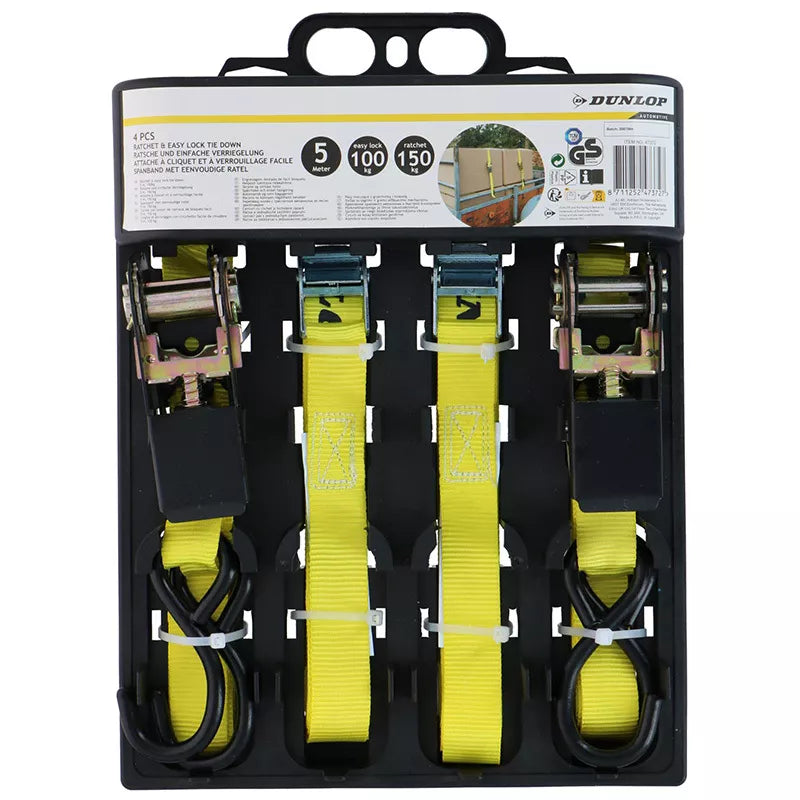 Dunlop - Transporto diržai su įtempikliu 4 vnt. 5 m / 150 kg