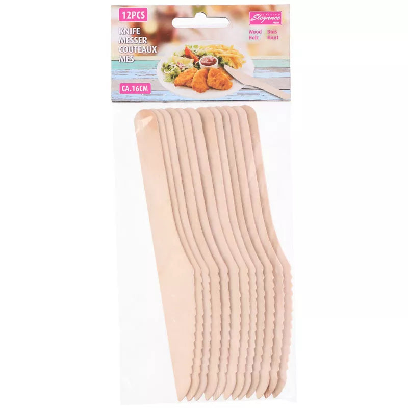 "Cuisine Elegance" - Vienkartiniai mediniai peiliai 12 vnt.