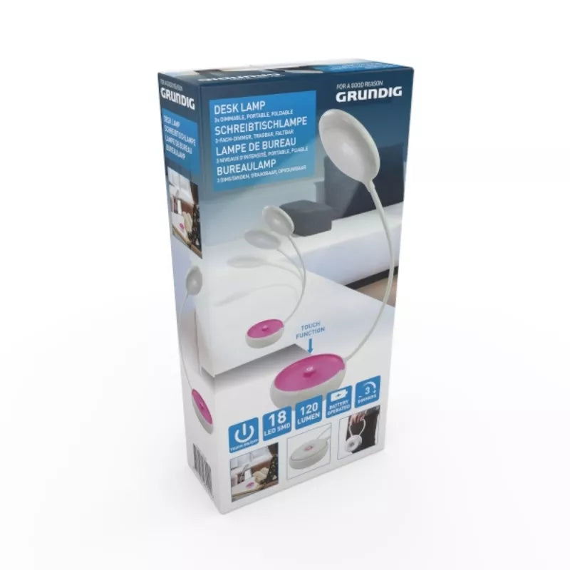 "Grundig" - Sulankstoma LED biuro lempa 15 cm (rožinė)